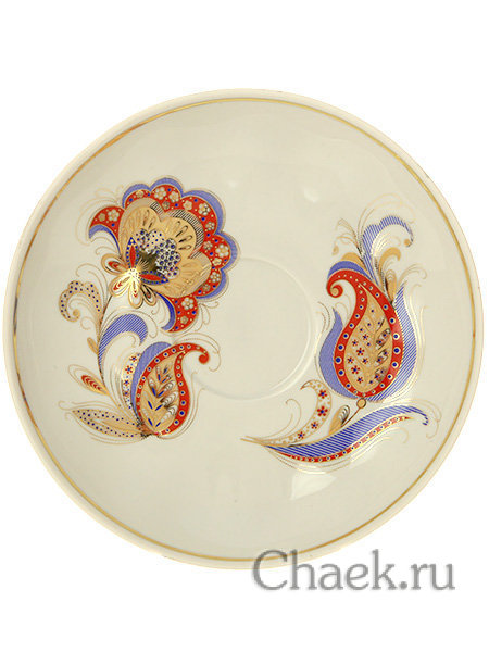 Дулевский чайный сервиз форма "Тюльпан" рисунок "Перо Жар-птицы" 6/15