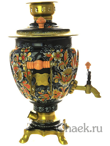 Набор самовар электрический 3 л с росписью "Золотистая кудрина" арт. 110598