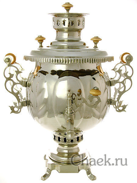 Комбинированный самовар 4,5 л шар никелированный в наборе