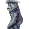 Скульптура Обезьянка в шляпе с чемоданом Гжель