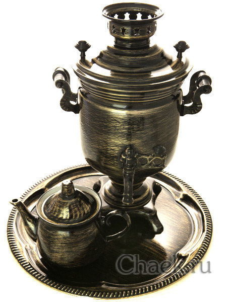 Электрический самовар в наборе 3 литра с художественной росписью "Золотые нити", арт. 130471