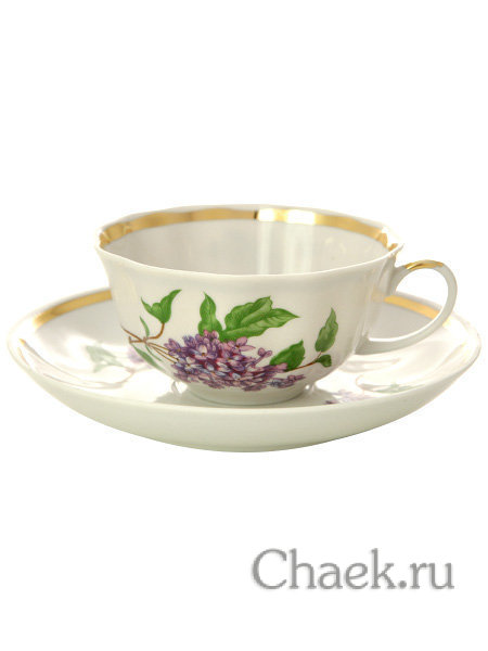 Дулевский чайный сервиз форма "Тюльпан" рисунок "Сирень" 6/15 Дулёво