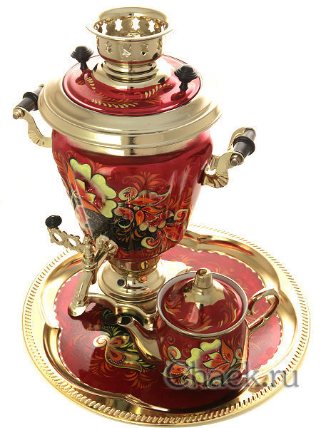 Электрический самовар в наборе 3 литра с художественной росписью "Кудрина" с автоматическим отключением при закипании, арт. 157871к