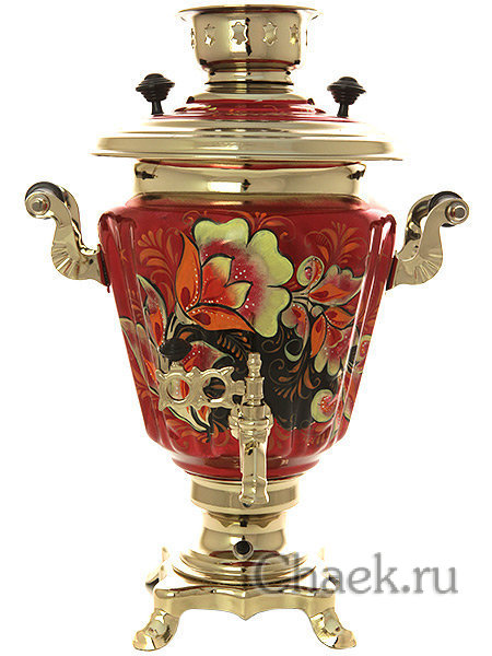 Электрический самовар в наборе 3 литра с художественной росписью "Кудрина" с автоматическим отключением при закипании, арт. 157871к