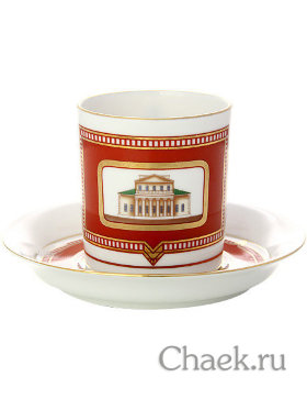 Чайная пара форма Гербовая рисунок Дом Поливанова Императорский фарфоровый завод