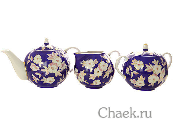 Дулевский чайный сервиз форма "Тюльпан" рисунок "Яблоневый цвет" 6/15