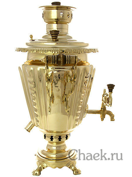 Комбинированный самовар 5 л желтый конус рифленый