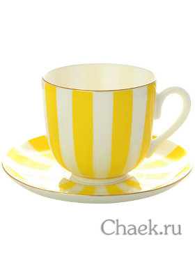 Кофейная чашка с блюдцем форма Ландыш 2 рисунок Да и нет желтый ИФЗ