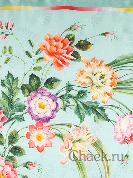 Платок из шелка (атлас) Павлопосадский "Лунный сад", 89*89 см, арт. 10018-11