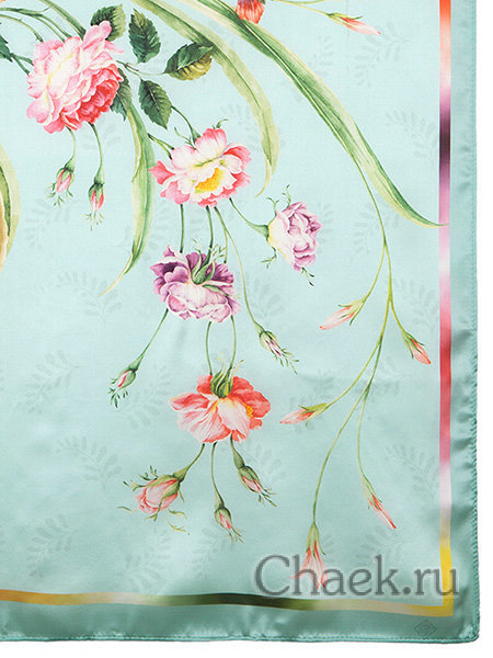 Платок из шелка (атлас) Павлопосадский "Лунный сад", 89*89 см, арт. 10018-11