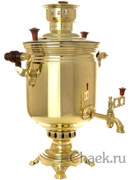 Комбинированный самовар 5 л желтый цилиндр