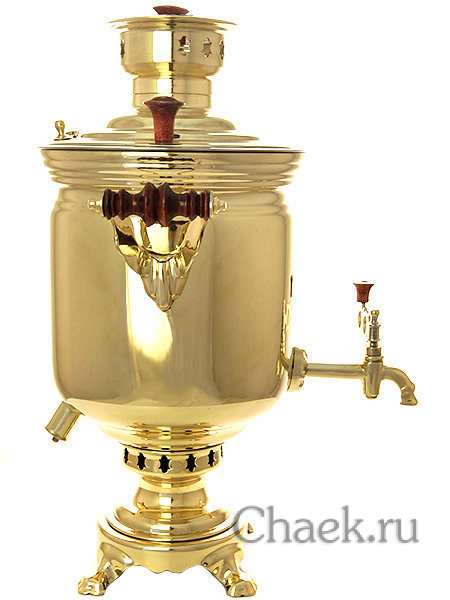 Комбинированный самовар 5 л желтый цилиндр