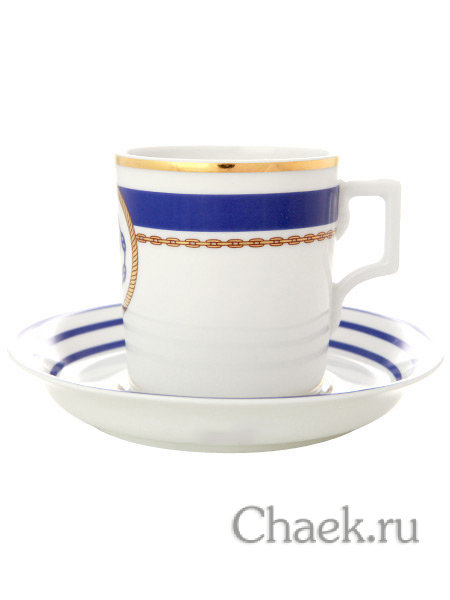 Чайная пара форма Гербовая рисунок Кают компания № 2 Императорский фарфоровый завод