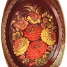 Поднос "Желто-красный букет на бордовом" овальный фигурный, арт. 2132
