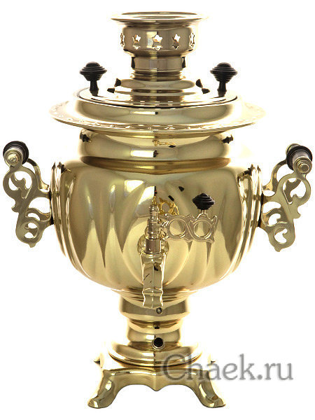 Набор самовар электрический 3 литра желтый овал с автоотключением "Золото", арт. 120319к