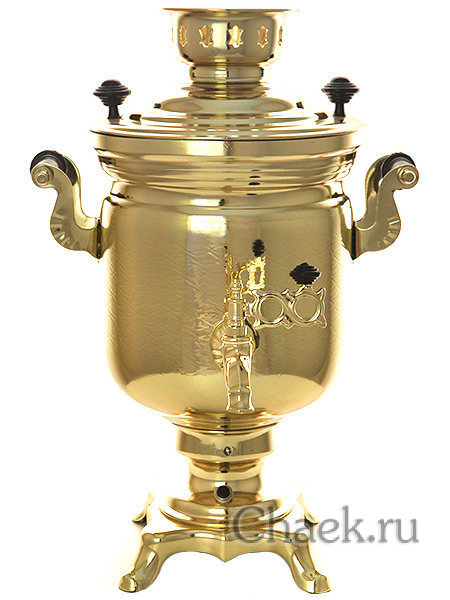 Набор самовар электрический 3 литра желтый цилиндр с автоотключением "Золото", арт. 120304к