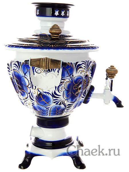 Электрический самовар 2 литра с росписью "Гжель", арт. 140214