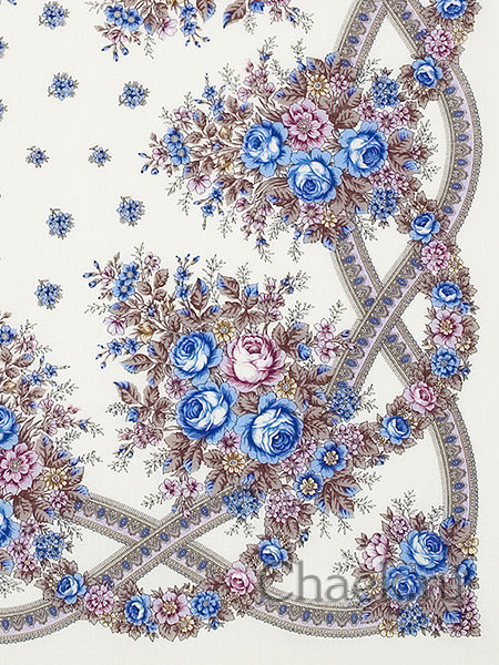 Платок из шерсти "Аромат любви" с шелковой бахромой 1432-2, 146х146 см