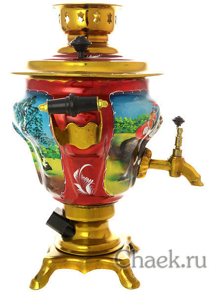 Электрический самовар 2 литра с художественной росписью "Тройка летняя", арт. 140649