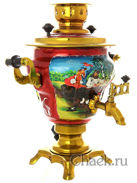 Электрический самовар 2 литра с художественной росписью "Тройка летняя", арт. 140649