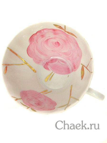 Фарфоровая чашка с блюдцем форма "Белый лебедь" рисунок "Весенний", Дулевский фарфор