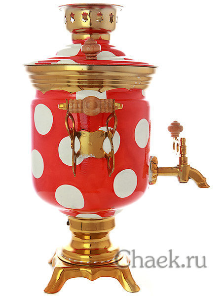 Набор самовар электрический 3 литра с художественной росписью "Белые горошинки", арт. 130253