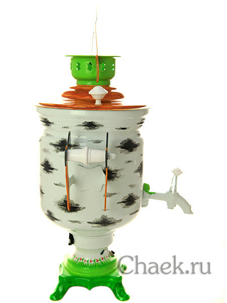 Набор самовар электрический 3 литра с художественной росписью "Березовый пенек" с автоматическим отключением при закипании