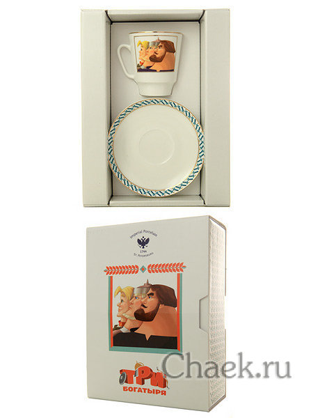 Кофейная чашка с блюдцем форма Майская рисунок Три богатыря ИФЗ