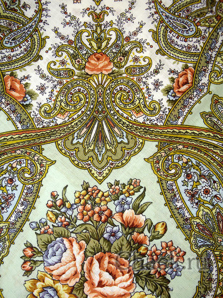 Шерстяной Павлопосадский платок "Сольвейг", 89x89 см, арт. 1549-3