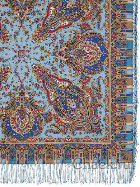 Платок из шерсти "Мечта хрустальная" с шелковой бахромой 1683-63, 125х125 см