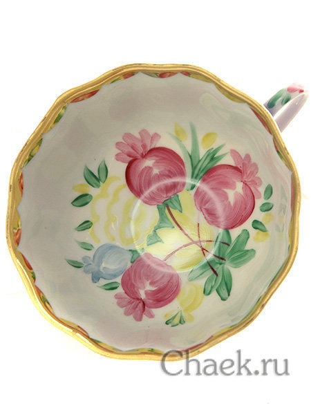 Фарфоровая чашка с блюдцем форма "Тюльпан" рисунок "Красавица синий", Дулевский фарфор