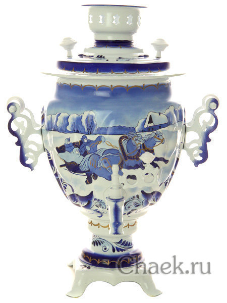 Набор самовар электрический 3 литра с художественной росписью "Гжель Тройка", арт. 155652