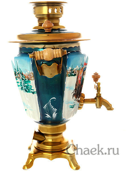 Электрический самовар 3 л с росписью "Тройка зимняя", арт. 130266