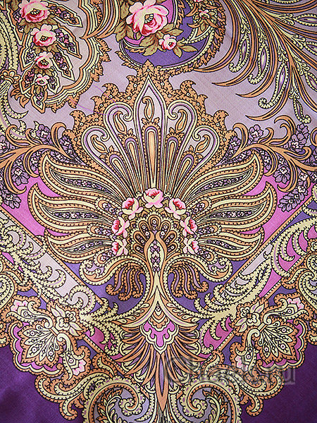 Шерстяной Павлопосадский платок "У синего моря", 89*89 см, арт. 681-15