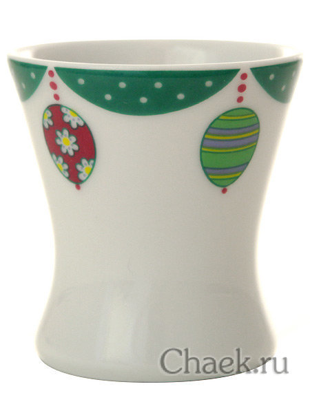 Рюмка для яиц форма Молодежная рисунок Пасхальная трапеза.Изумруд Императорский фарфоровый завод