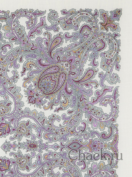 Платок из шерсти "Оберег" с шелковой бахромой 1638-2, 89х89 см