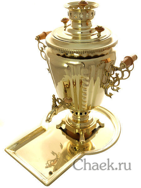 Набор с угольным самовар 7 литров желтый конус "Подарочный"