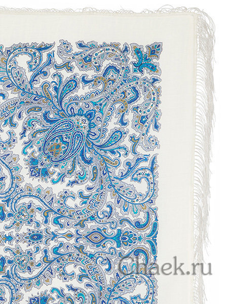 Платок из шерсти "Оберег" с шелковой бахромой 1638-4, 89х89 см