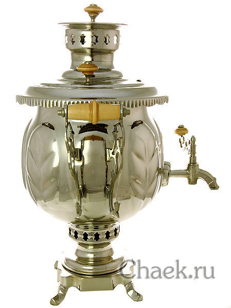 Набор с угольным самоваром 4,5 л никелированный шар