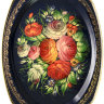 Поднос "Цветы на синем" овальный фигурный, арт. 2140