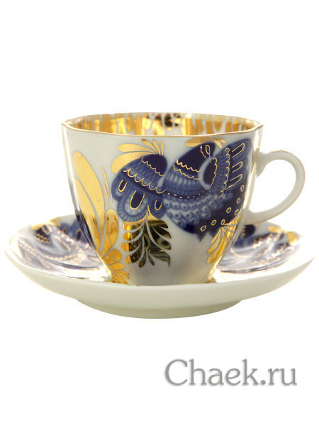 Сервиз кофейный форма Тюльпан рисунок Золотой сад 6/20 Императорский фарфоровый завод