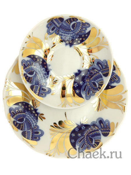 Сервиз кофейный форма Тюльпан рисунок Золотой сад 6/20 Императорский фарфоровый завод