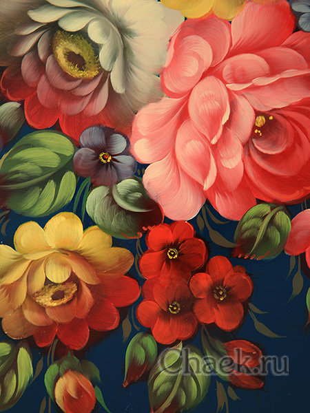 Поднос "Цветы на синем" фигурный арт. 2144