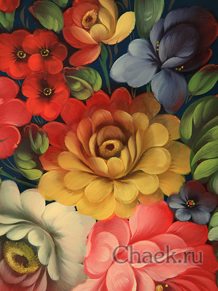 Поднос "Цветы на синем" фигурный арт. 2144