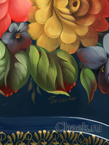 Поднос "Цветы на синем" фигурный арт. 2144