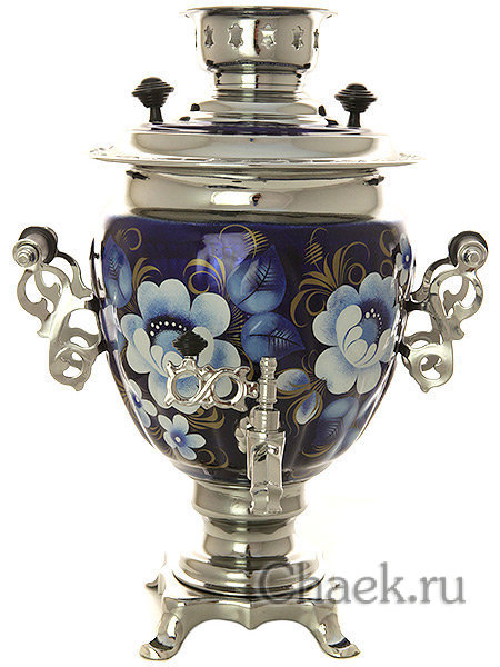 Самовар электрический 3 литра "Жостово на синем фоне", арт. 140257