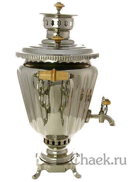 Набор с угольным самоваром 5 л никелированный конус "Серебряная фантазия"