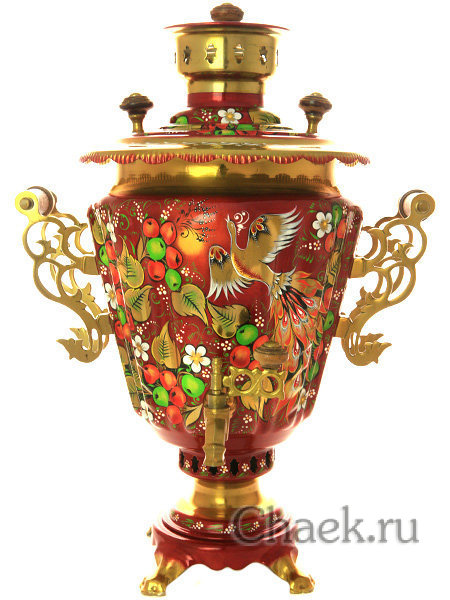 Комбинированный самовар 5 литров "Солнышко" с чайником и подносом