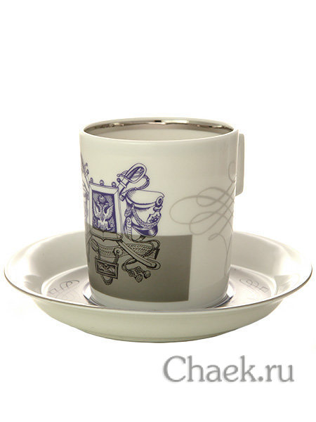 Сервиз чайный форма Гербовая рисунок Гусарский 6/14 Императорский фарфоровый завод
