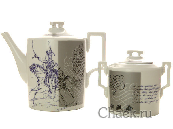 Сервиз чайный форма Гербовая рисунок Гусарский 6/14 Императорский фарфоровый завод